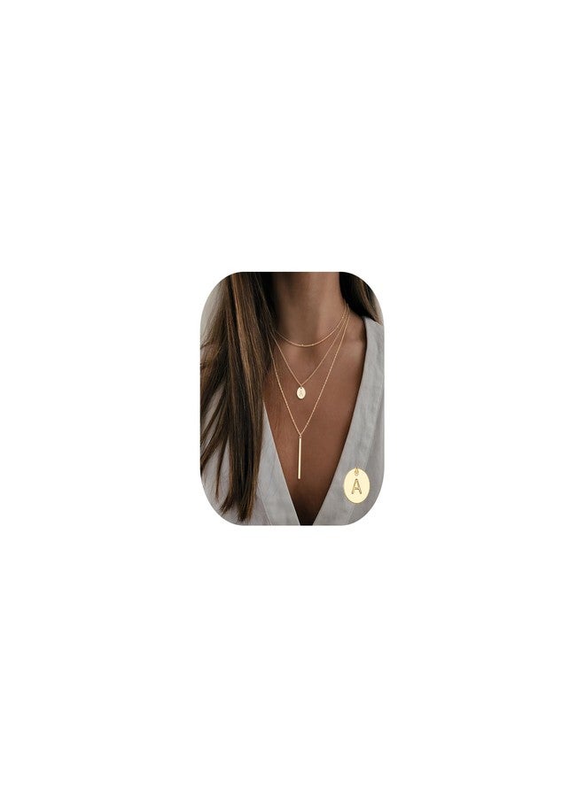 Vjoypro Layered Initial Necklaces for Women, 14K-Gold-Plated Necklace for Women Coin Pendant Initial A Letter Necklace Dainty Layering Necklaces Womens Jewelry - Image 1